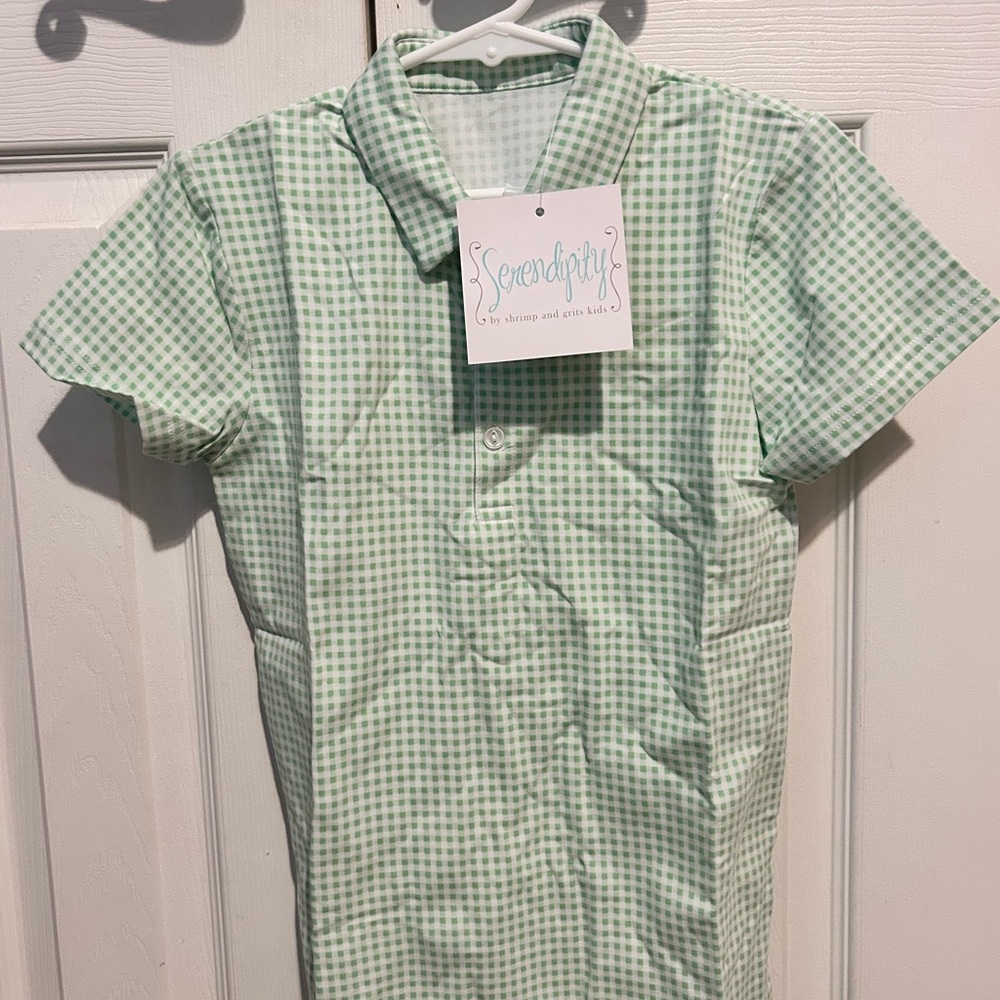 Kids Green Gingham Button Down Shirt